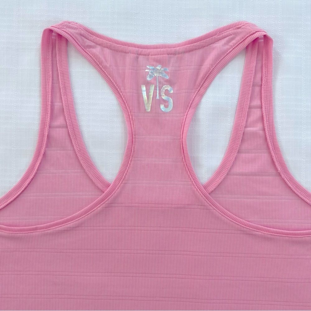 Victoria’s Secret Petal Pink Silver Stipe Racerback Athleisure Yoga Tank Size M - Picture 11 of 13